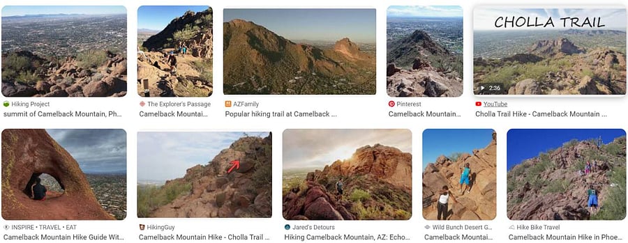 20 Minutes Camel Back Mountain - Cholla Trail (Source Google)