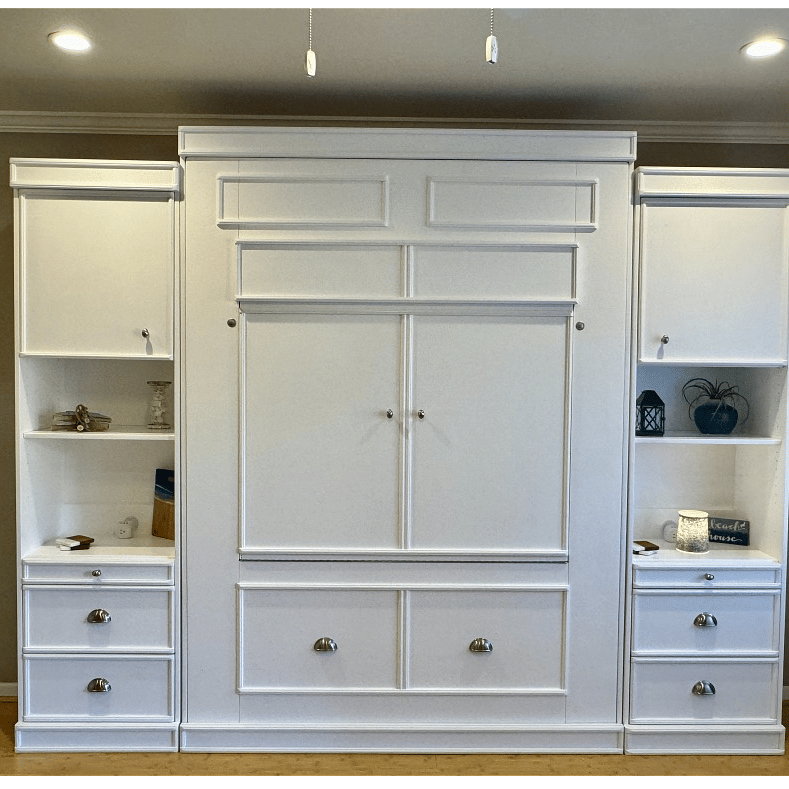 Bed and table locked in place allows for spacious living area