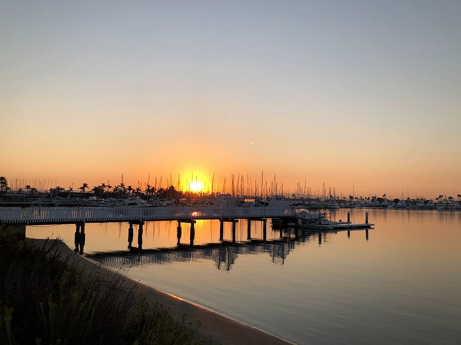Sunrise walk along the harbor
