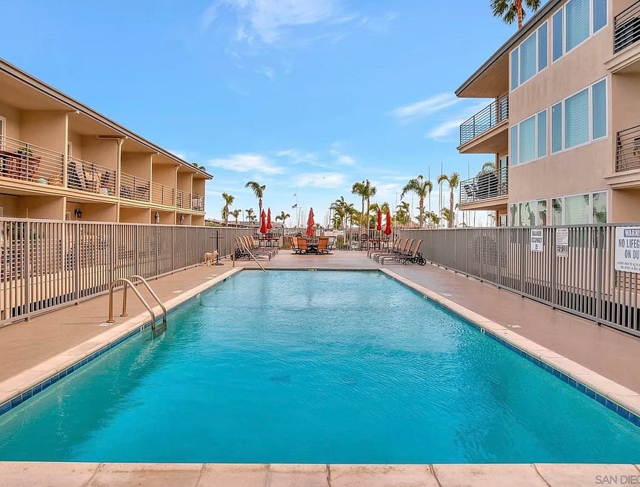 Take a dip in the heated pool