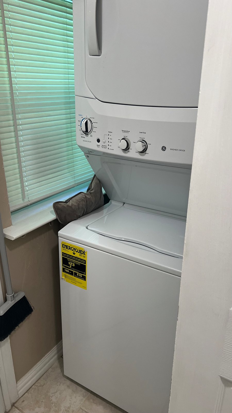 shared laundry room (stackable washer/dryer)