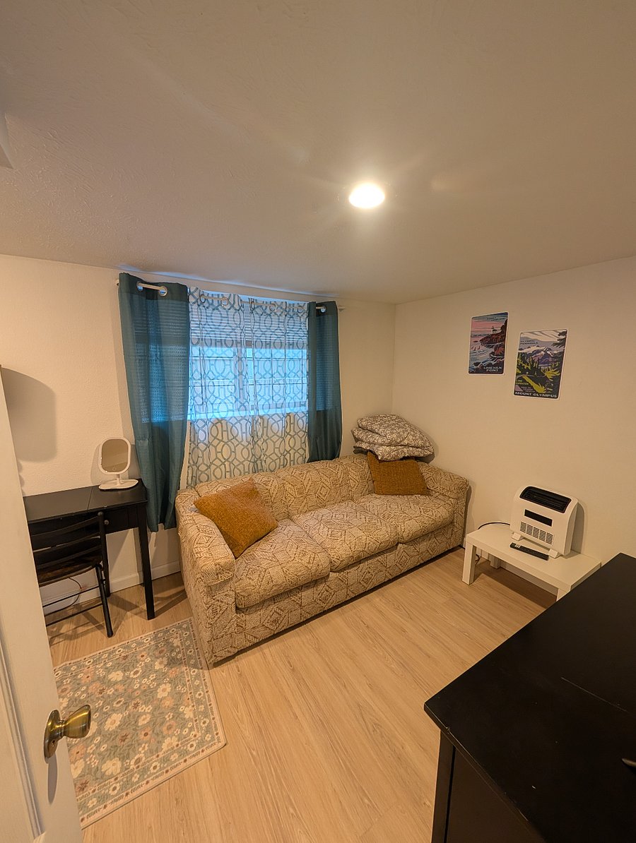Living room with large window for natural light