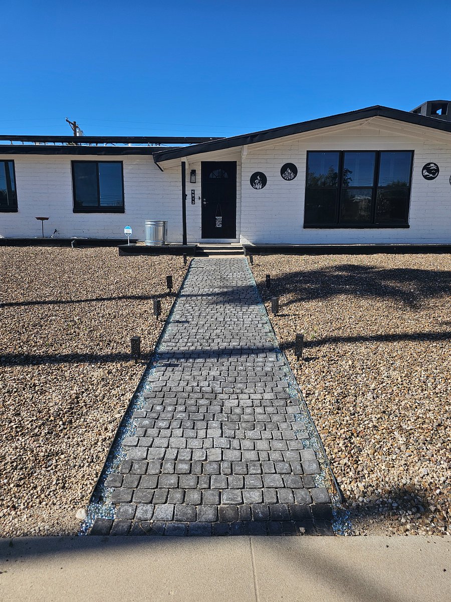 Front of house with walkway