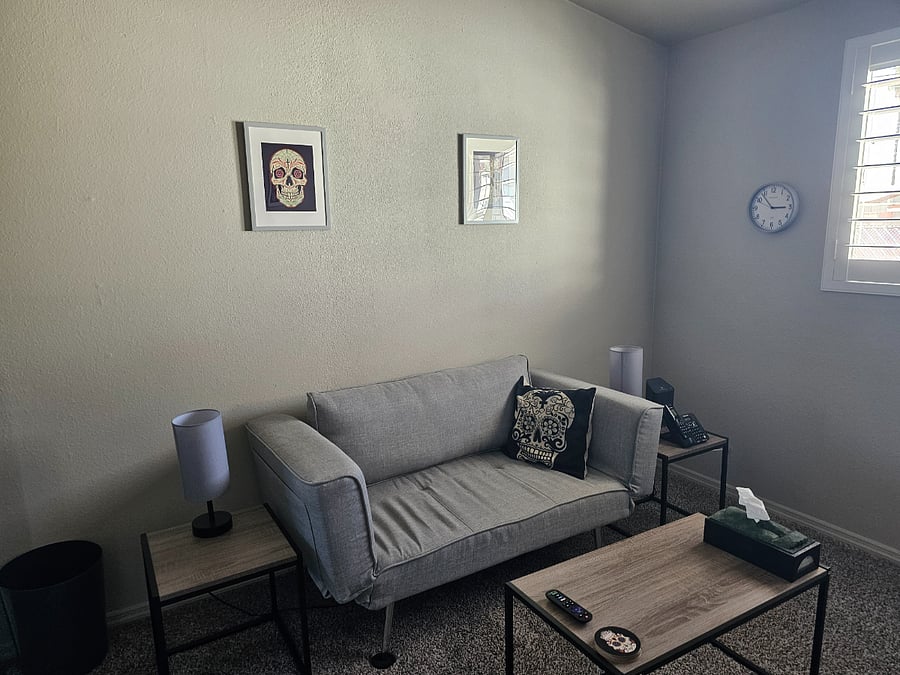 Private TV room with couch that converts to sleeper for approved overnight guests