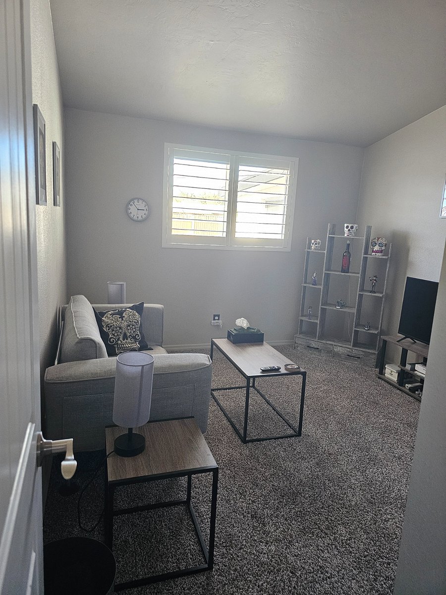 Private TV room with shutters open light!