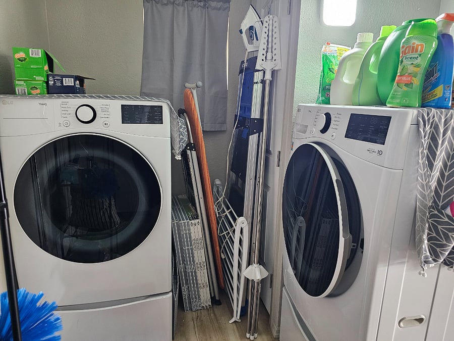 Digital/smart washer and dryer, iron, board, drying racks, hamper