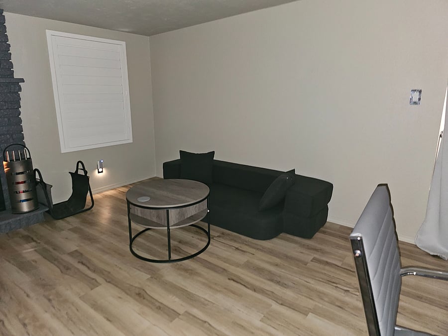 fold down couch and table riser in 2nd family sitting room 