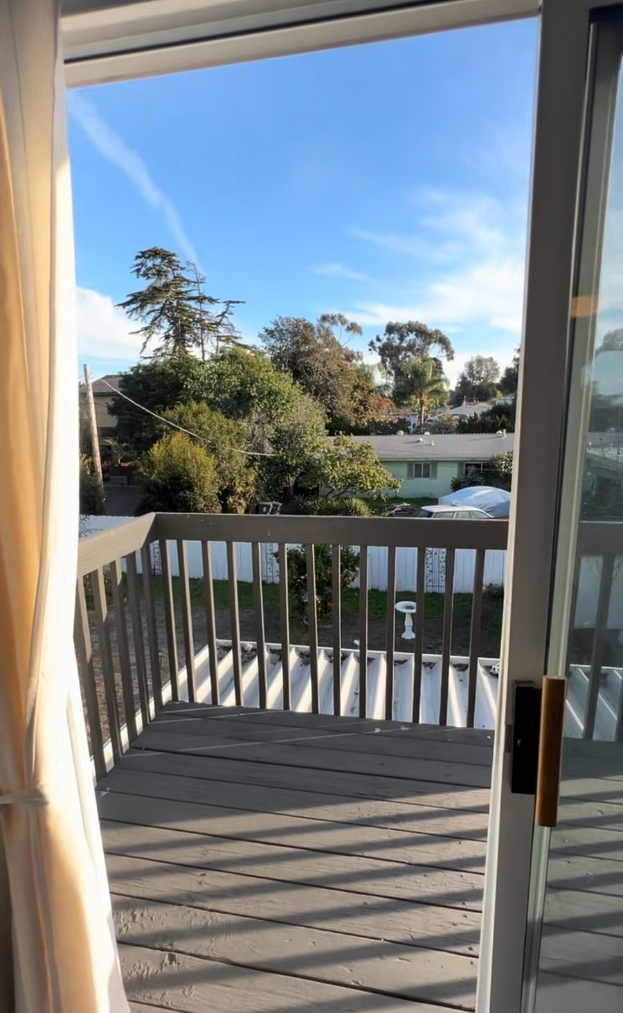 Balcony in bedroom overlooking nice back yard