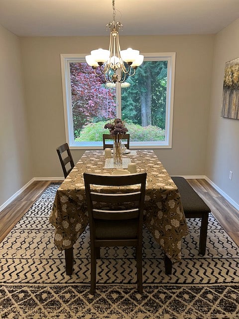 Woodland Travelers Lodge dining room common areas. Housekeeping available.