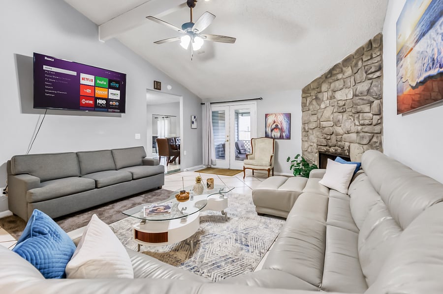 Living room area with pull out sofa