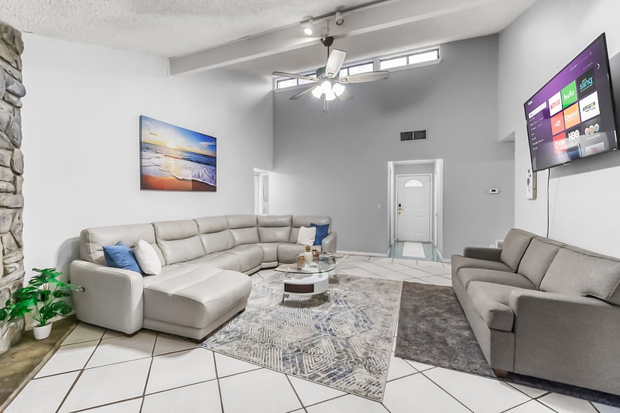 Living room area w/ pull out sofa