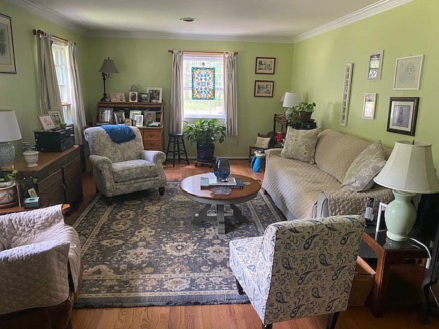 Formal living room available for reading, working and relaxing.