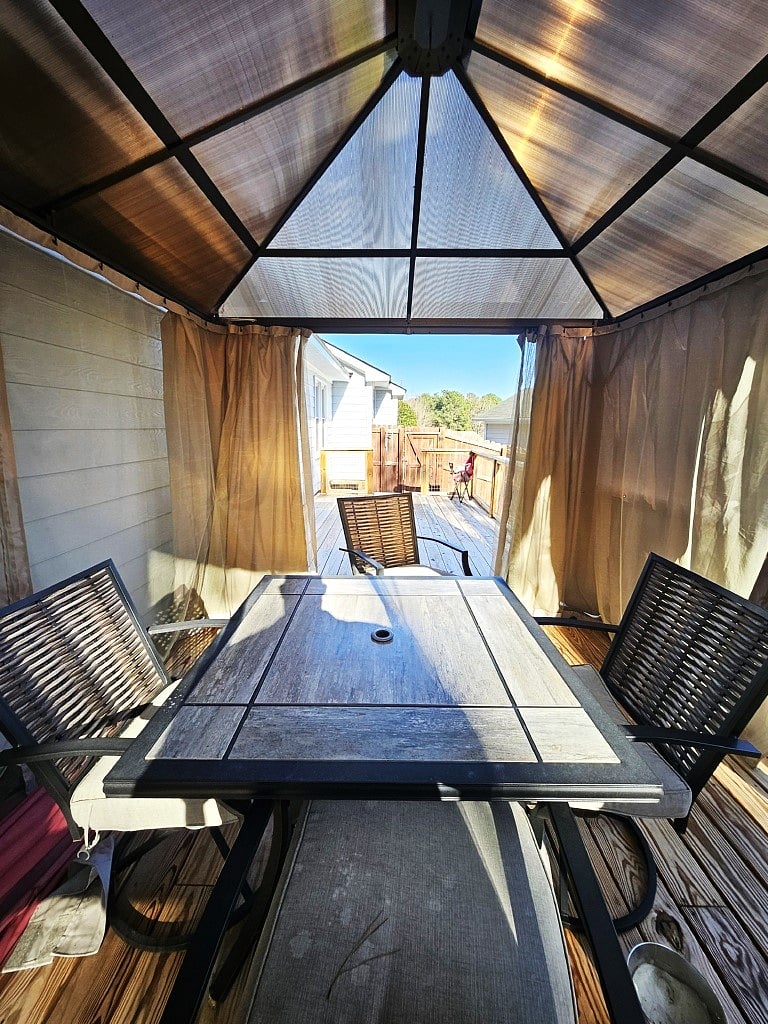 Inside Gazebo for entertainment to protect from sun