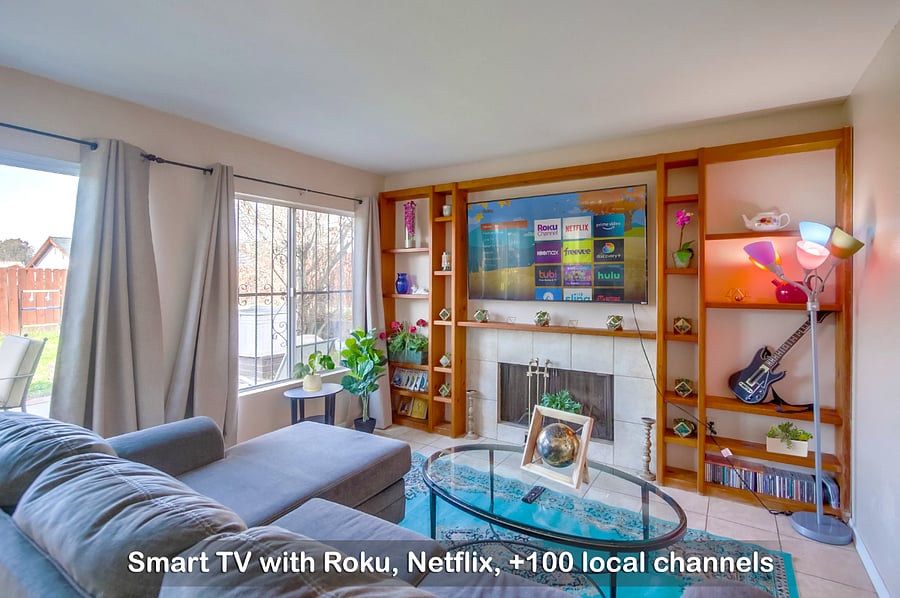 Enjoy endless shows and entertainment options in our flat screen, smart TV