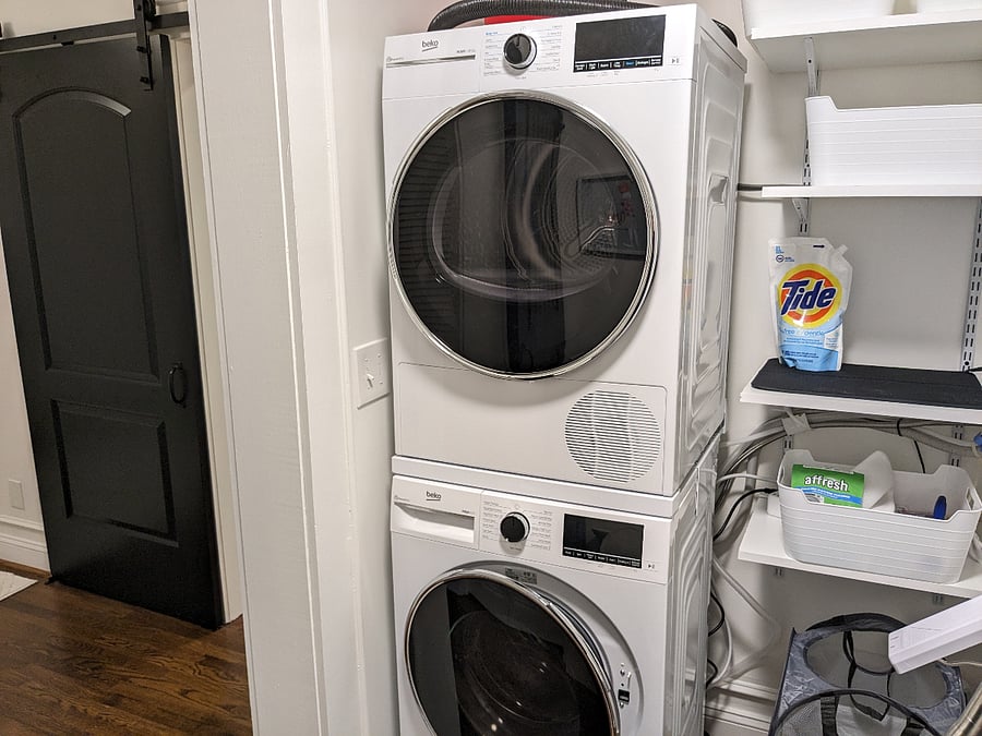Convenient brand new compact high-efficiency laundry machines.