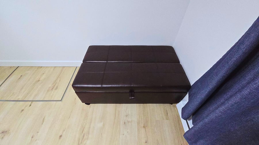 The room also includes a fold Full Size memory foam mattress if the room needs to be used for sleeping. Full set of sheets, pillows and blankets for use as a bed.