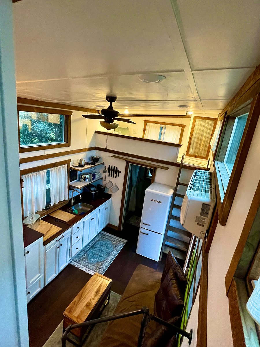 Looking down into the Tiny house from the Bedroom staircase