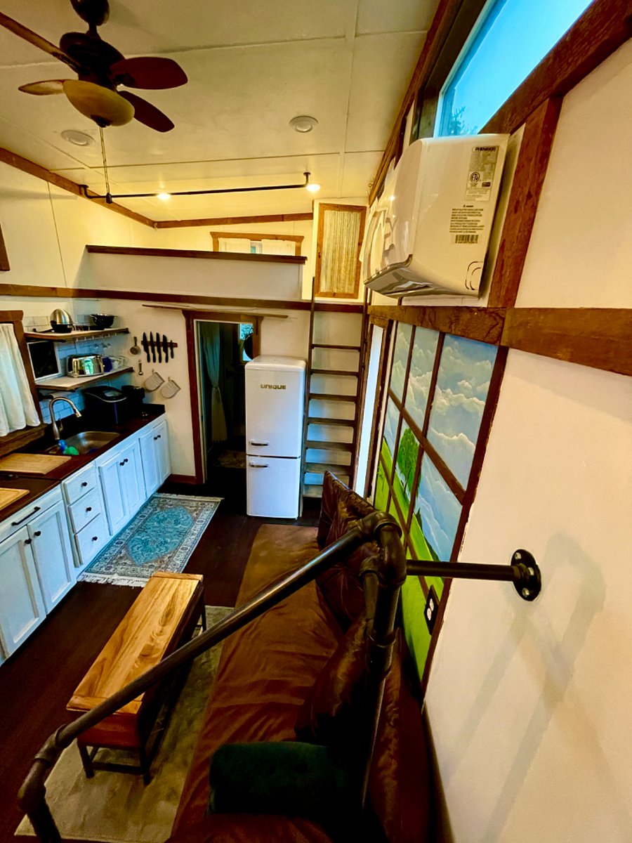 Looking down from the bedroom staircase.