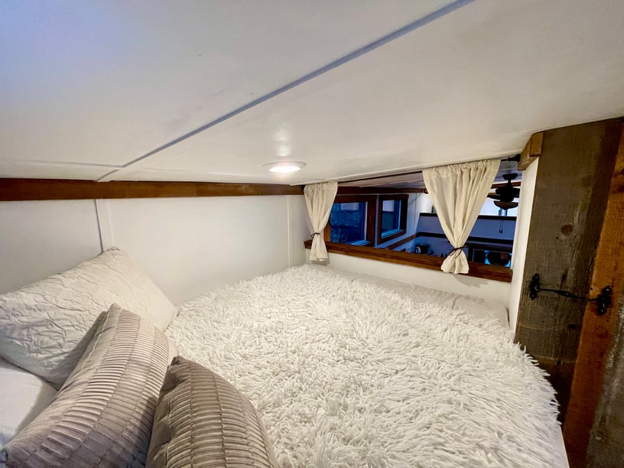 Upstairs, Queen size bedroom, privacy curtains