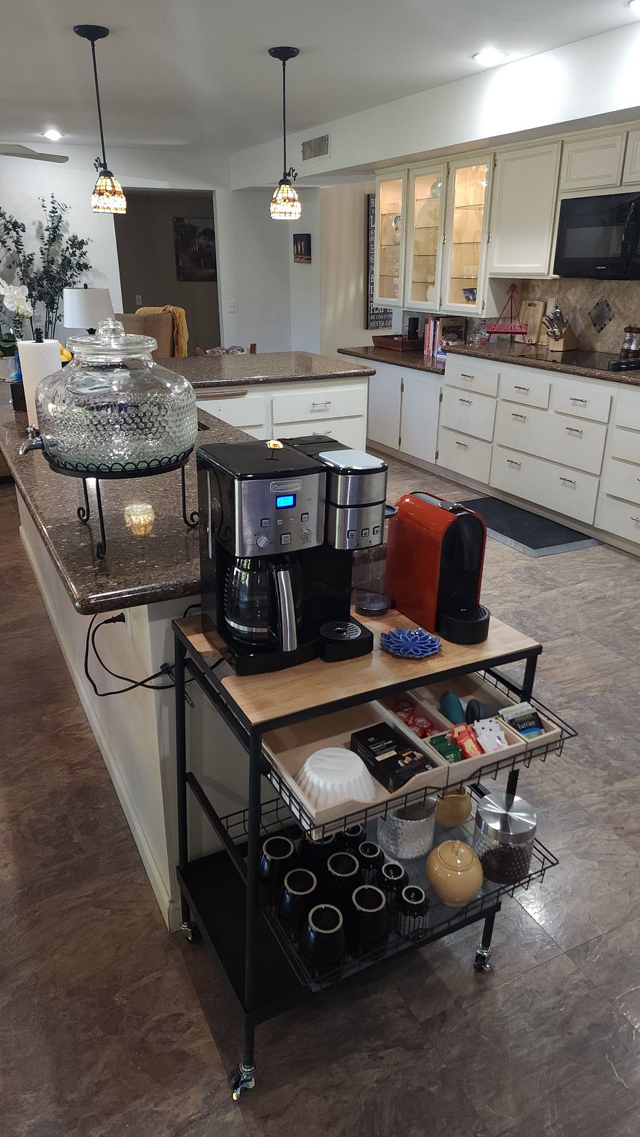 Coffee station, with regular coffee maker/Kruep Pods and Nespresso Machine