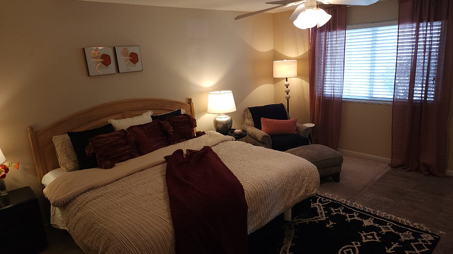 Primary Bedroom with Chair, Ottoman