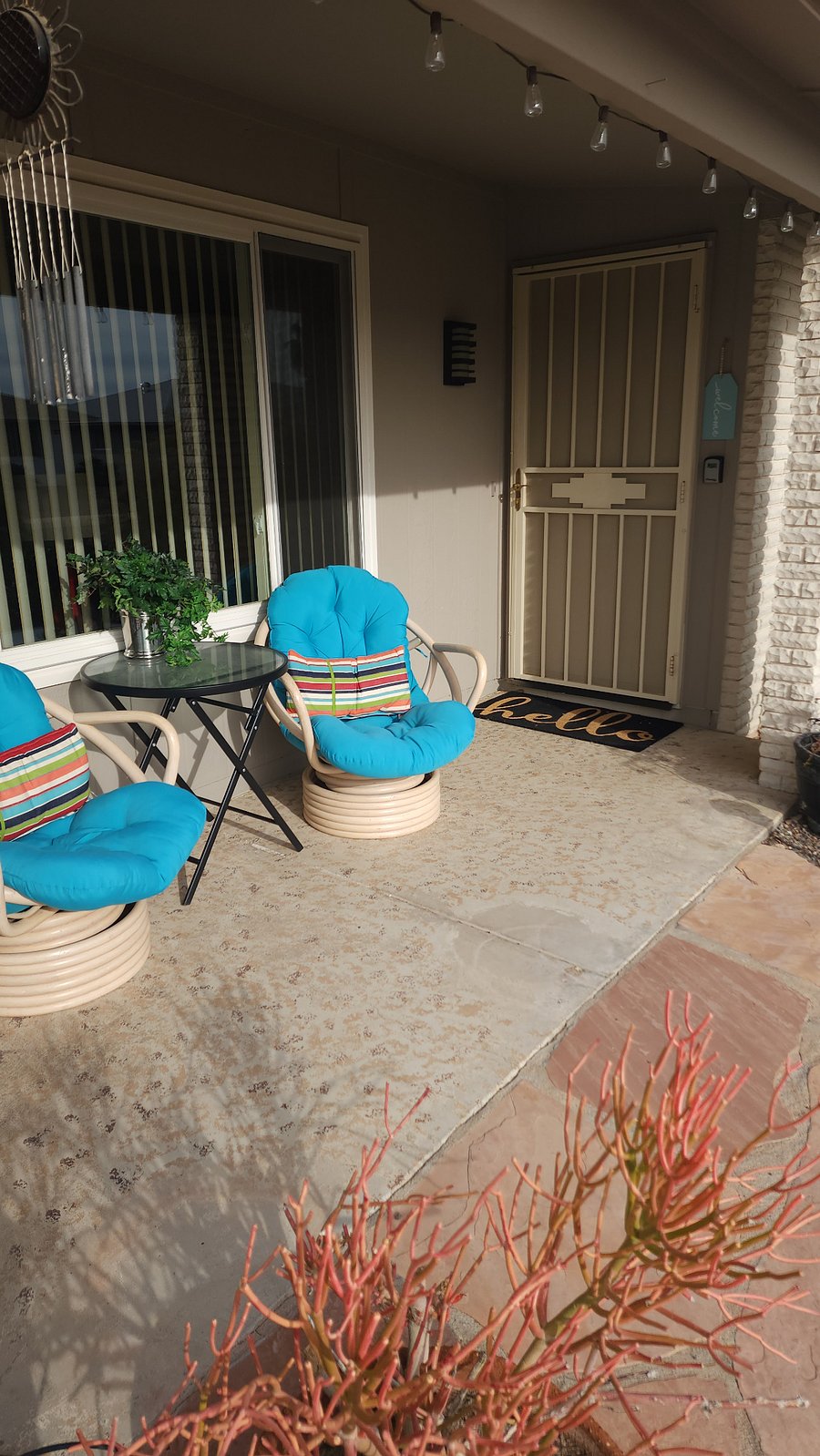Comfy chairs on front porch