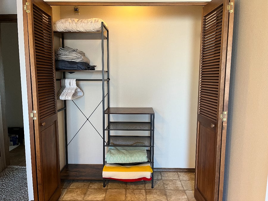 closet in master bathroom