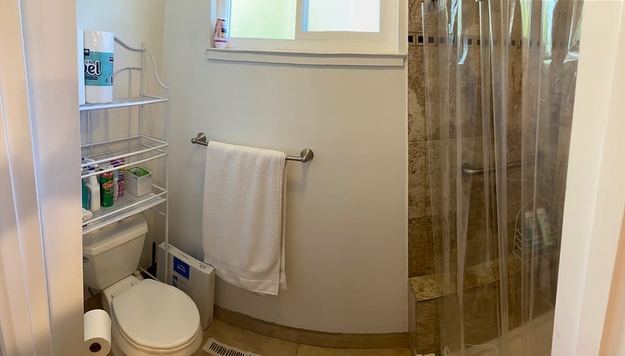 Bathroom with stand up shower. Excellent water pressure 