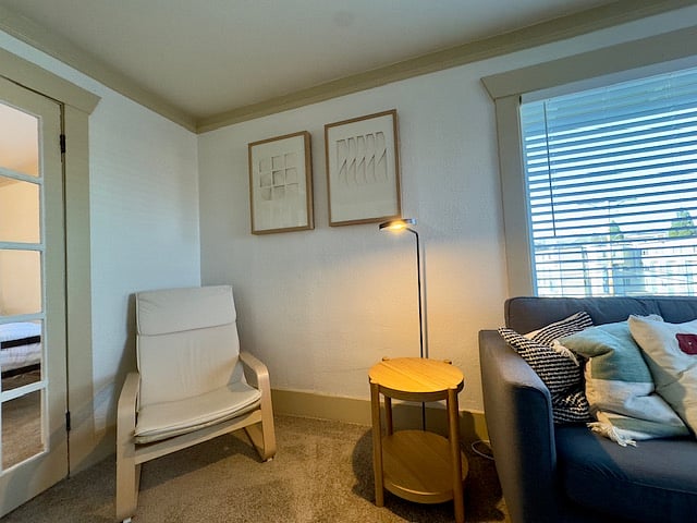 Study/reading nook corner with reading light.