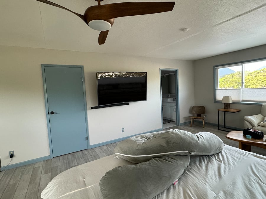 Bedroom 65" Samsung Smart TV with West view