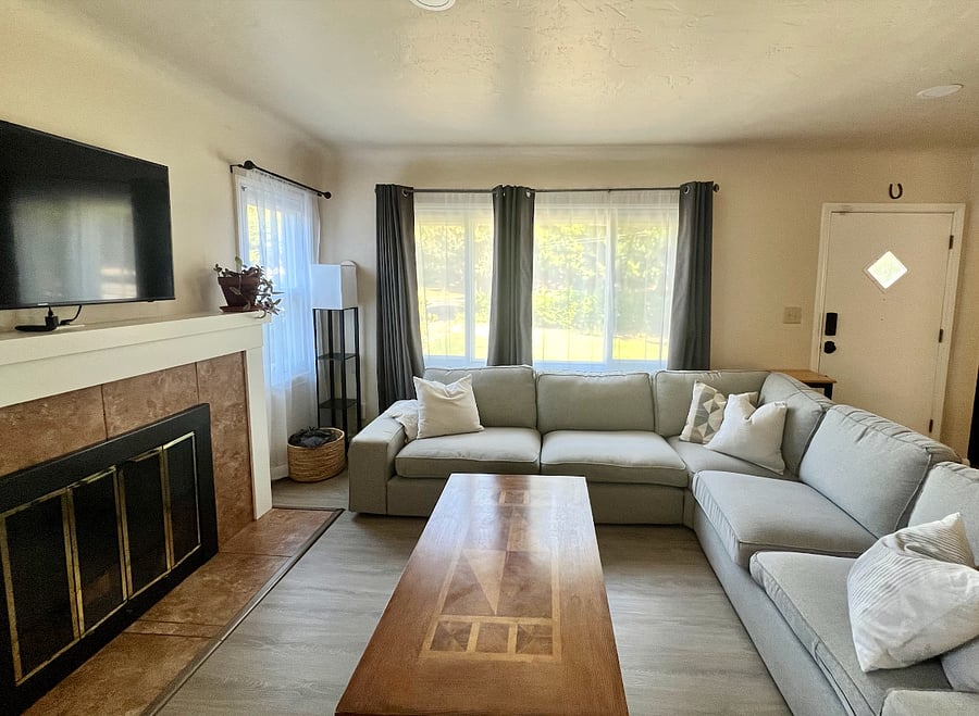 Living room with view from the front windows