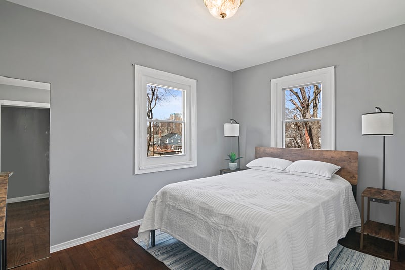 smaller upstairs room with full bed