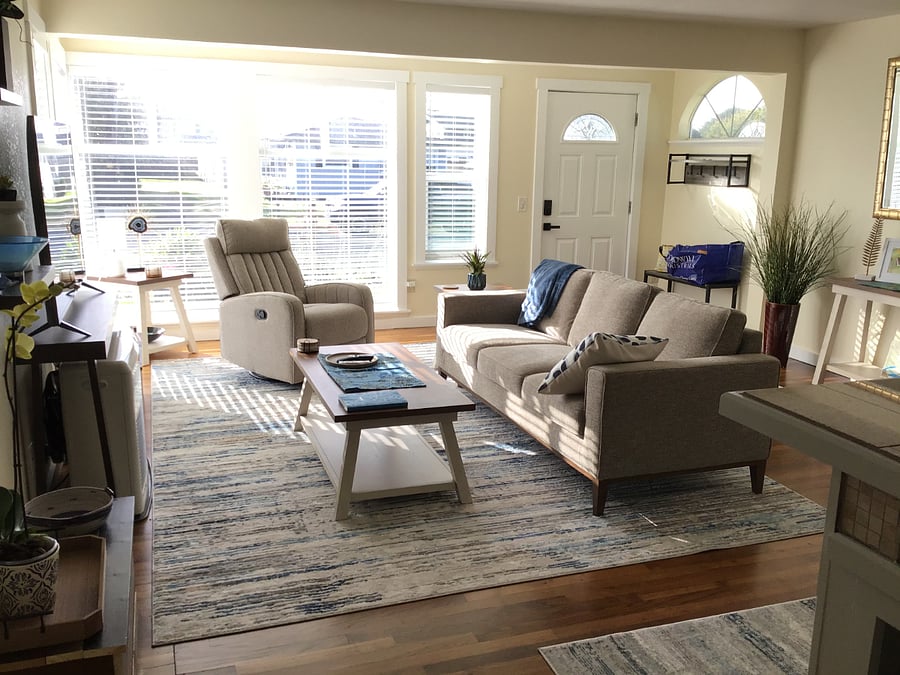 View of the living room toward the front door.