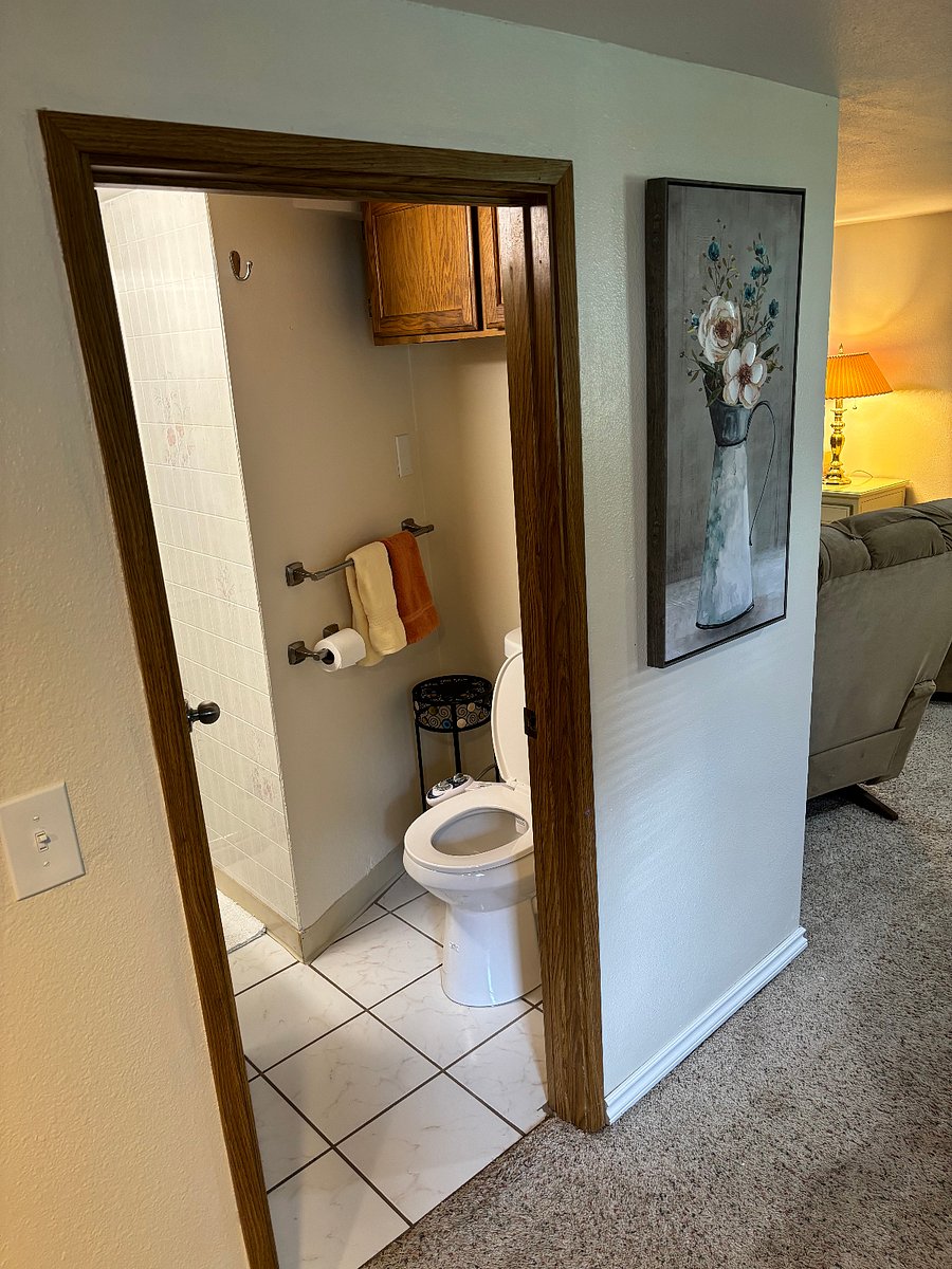 Entry to bathroom off kitchen