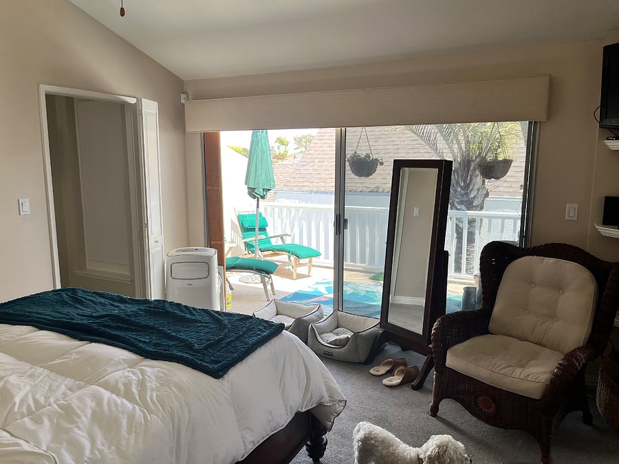 primary bedroom view of deck