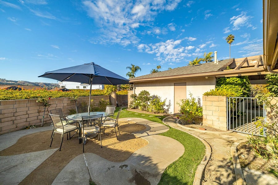seating area in the backyard