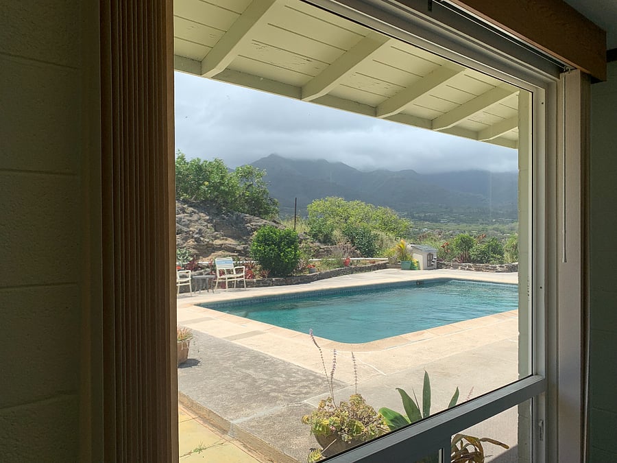 Sunny room view to pool