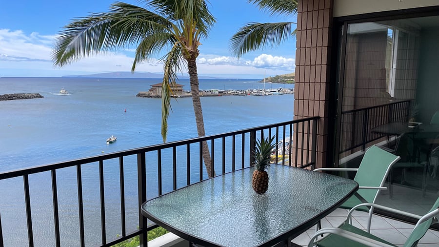 Looking at the island of Lanai & the entrance/exit of the harbor from lanai.