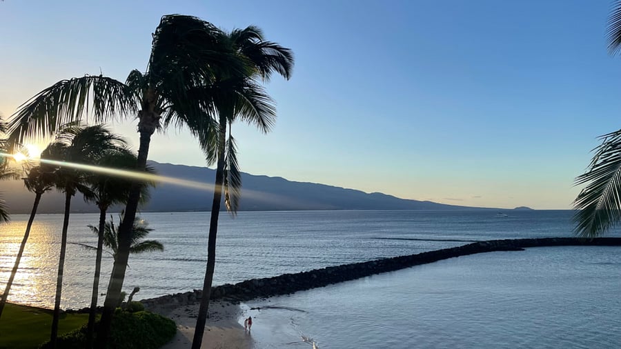 Morning sunrise over Haleakala from the lanai & primary bedroom
