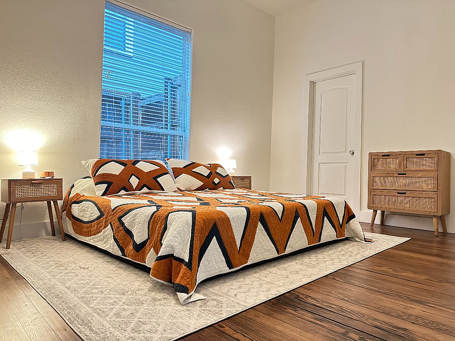 Large downstairs bedroom with King size bed.