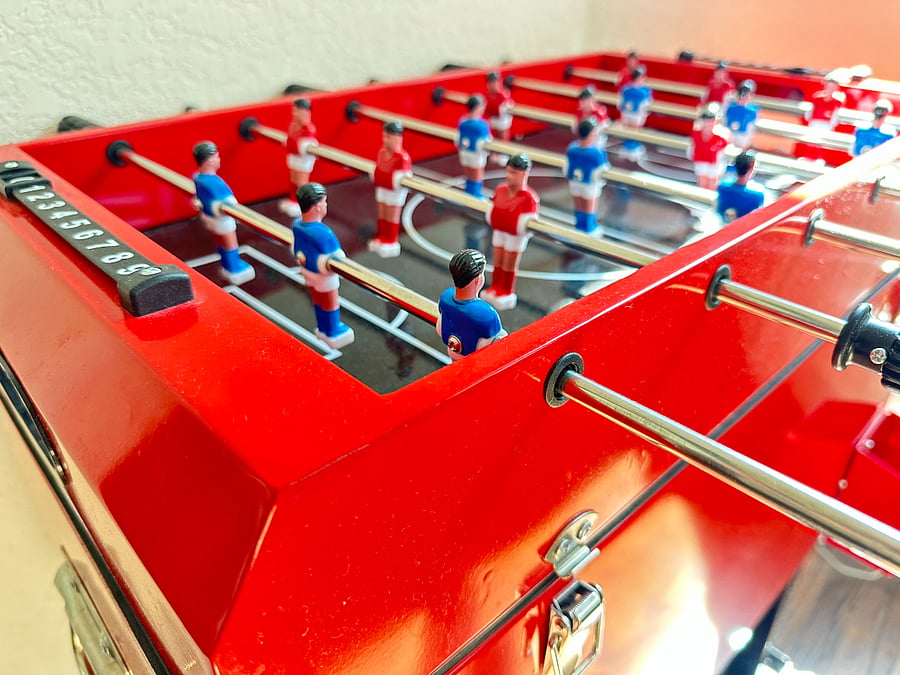 Foosball table that doubles as a cooler.