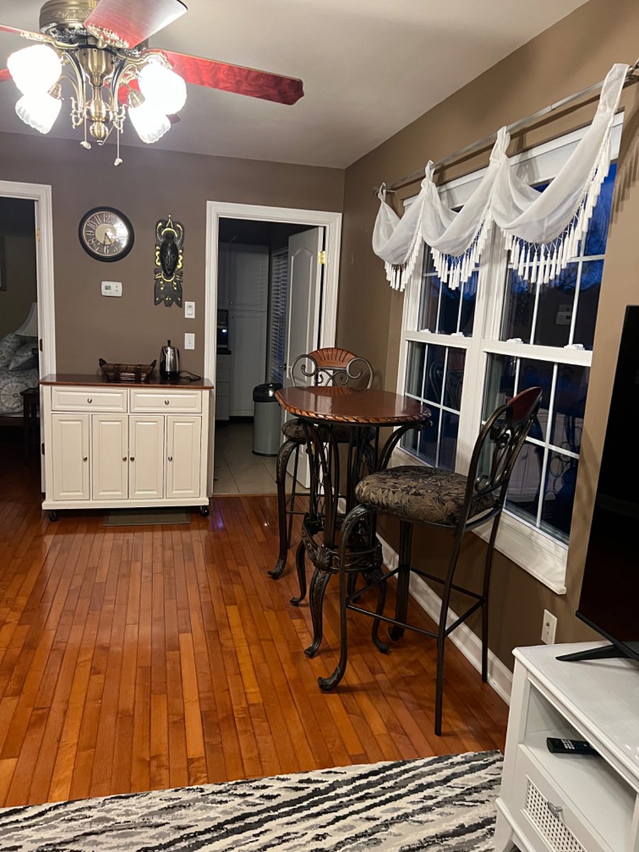 Food prep cabinet And Eating area.