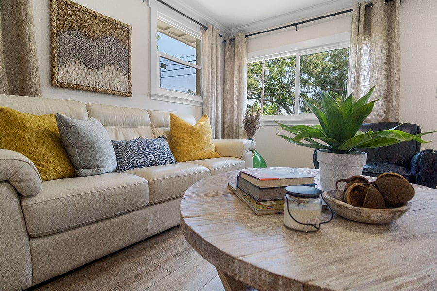 comfy furniture and warm and welcoming.  