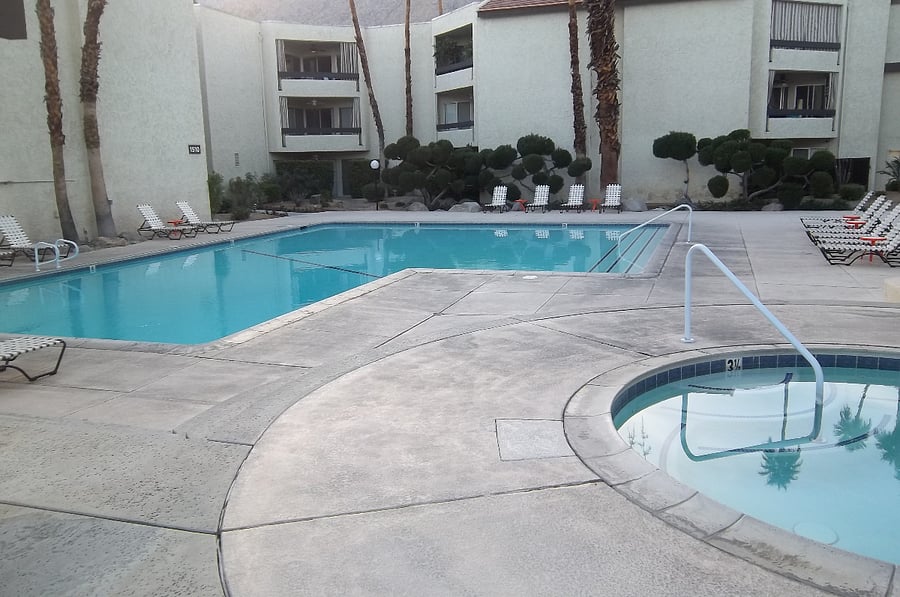 Outdoor pool and hot tub