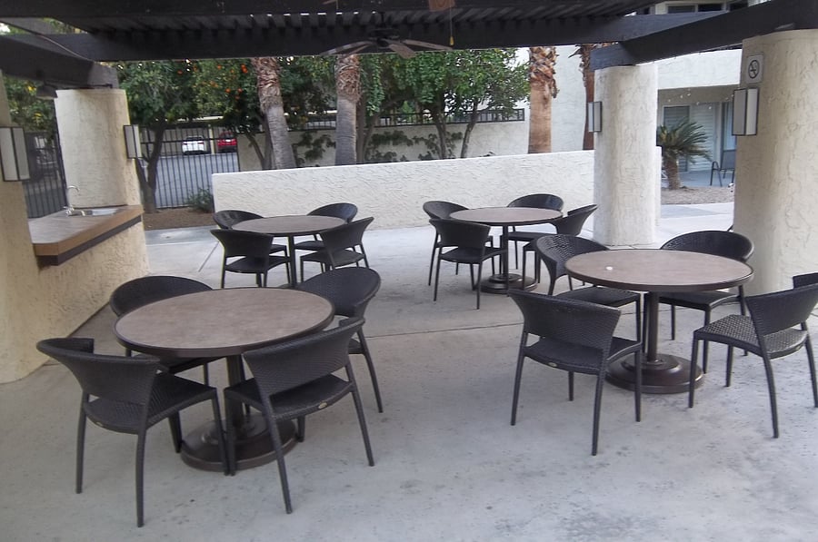 Outdoor grill and eating area