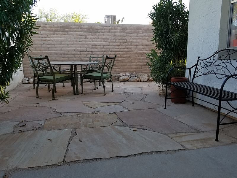 lounging areas in front and backyard