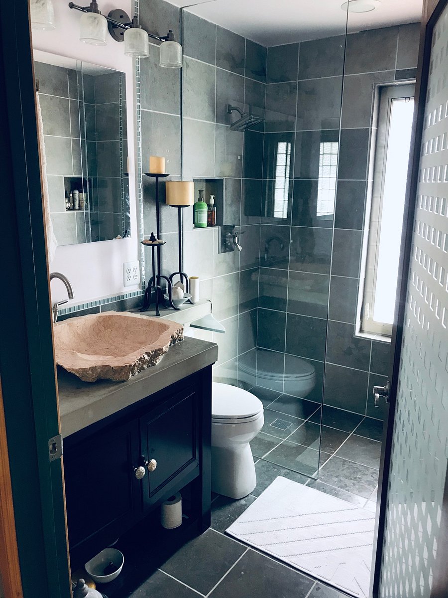 Main floor bathroom with walk in shower