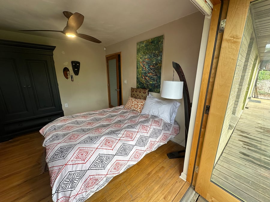 Second Bedroom with French Doors to back deck.