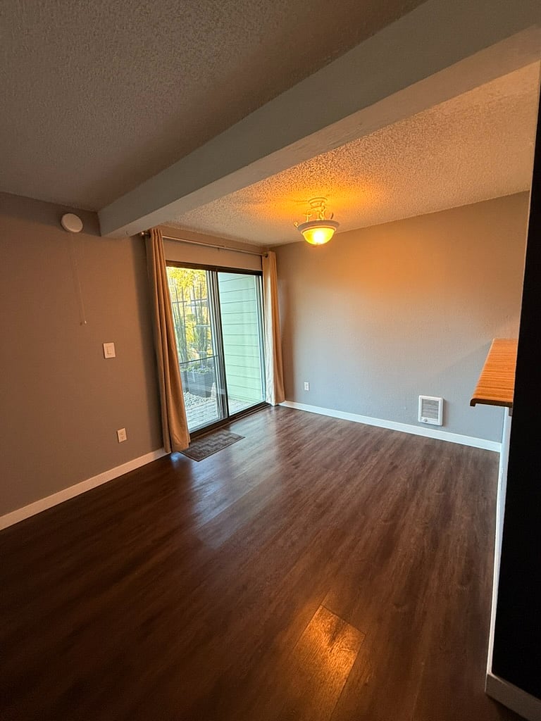 Dining area with access to the backyard / pond