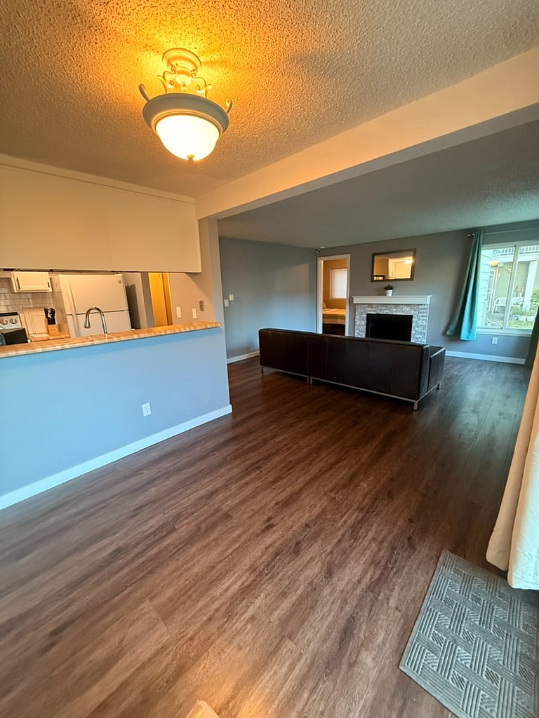 Dining area looking into the kitchen / living room